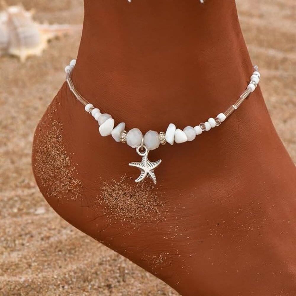 Women's Starfish Anklet Summer Beach Foot Jewelry the dainty silver anklet